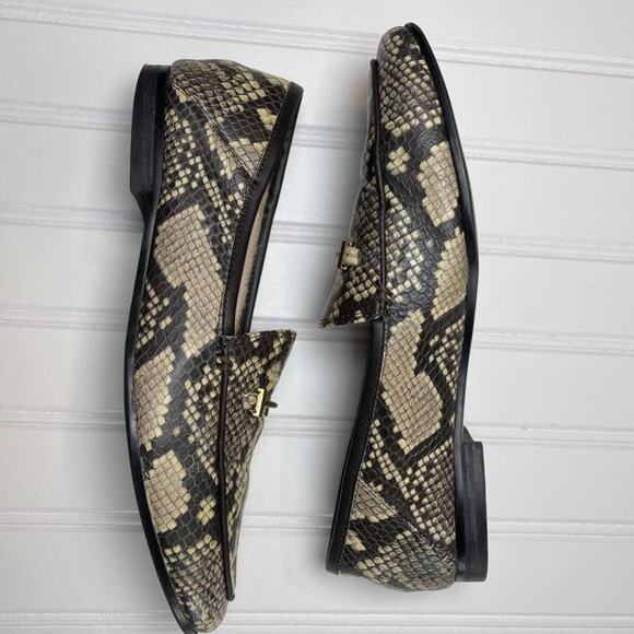 Sam Edelman Lior Womens 7.5 Croc Embossed Leather Horsebit Loafer Slip On Flats - Picture 2 of 8